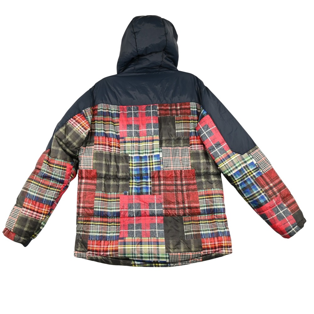 Hawke & Co Dynamic Sport Fiber Patchwork Plaid Hooded Puffer Jacket Size M